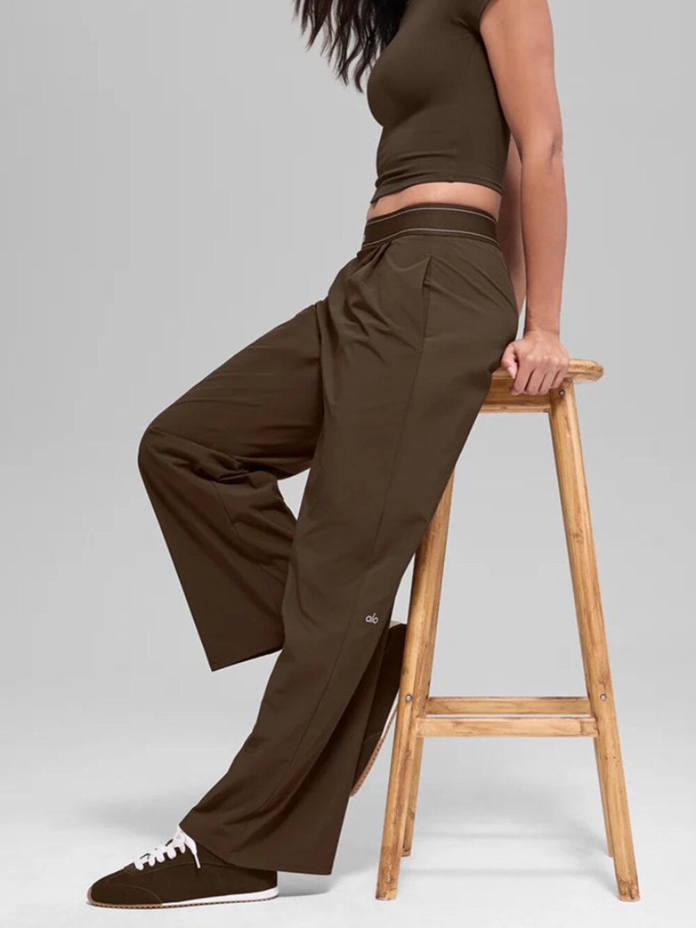 Alo Yoga Espresso Brown Suit Up Pants Wide Leg Trousers NWT 30"💕🤎 - Picture 9 of 10